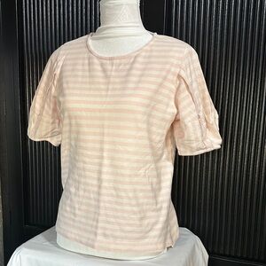 Ella Moss Light Pink Striped Short Sleeve Top